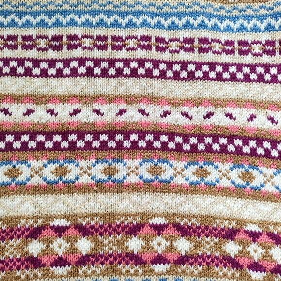 J. CREW ALLOVER FAIR ISLE COTTON PULLOVER SWEATER Crewneck xs - Picture 6 of 7